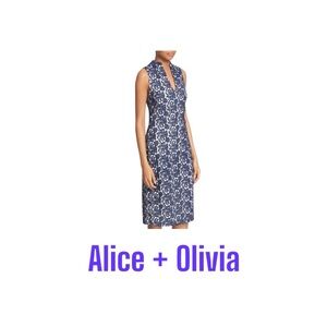 Alice + Olivia Blue and White Women's Jackie dress sz 8
